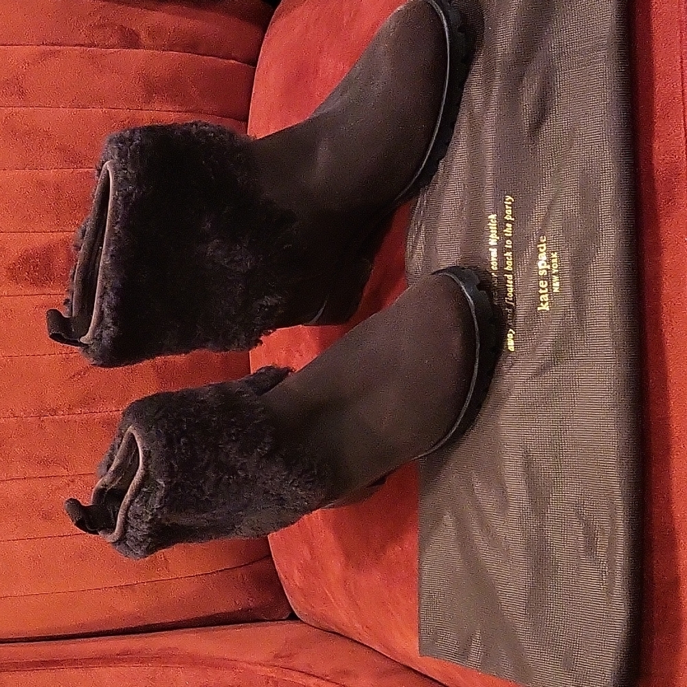 Kate spade brown shearling and suede boots - Picture 2 of 4